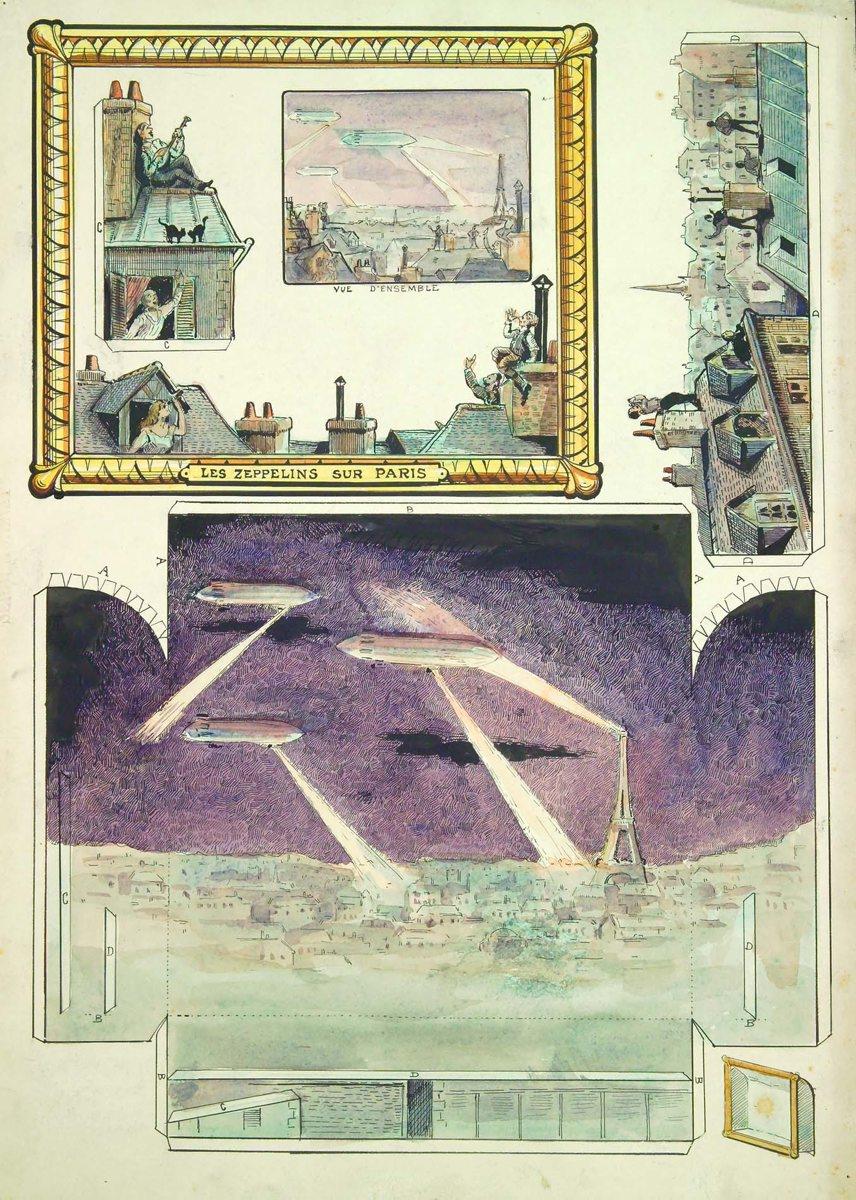 LES ZEPPELINS SUR PARIS (titre inscrit), Louis Georges Albert Morinet, 1915