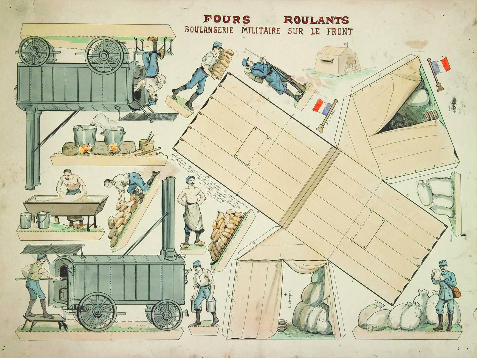 FOURS ROULANTS / BOULANGERIE MILITAIRE SUR LE FRONT (titre inscrit), Louis Georges Albert Morinet, 1915