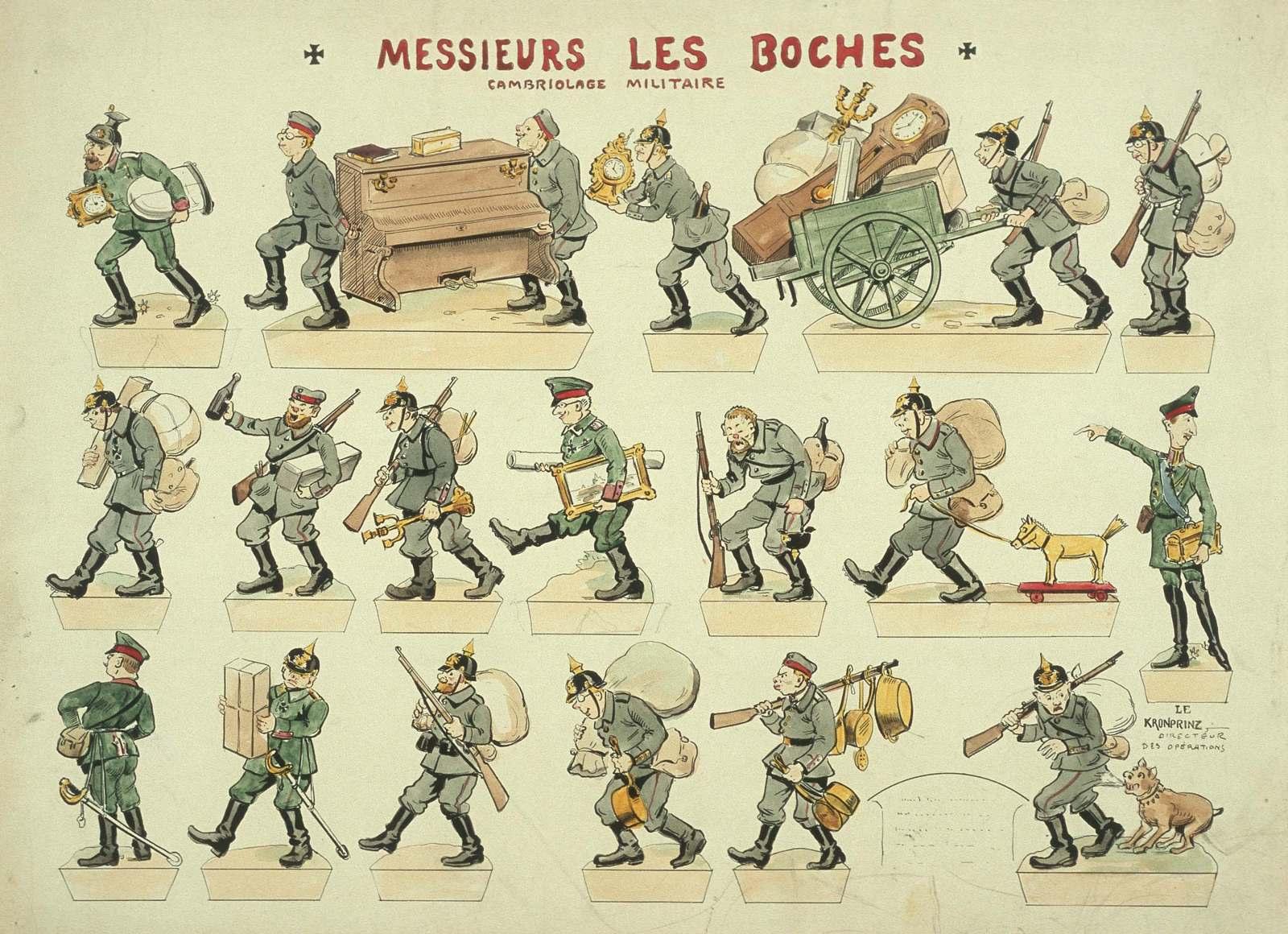 MESSIEURS LES BOCHES / CAMBRIOLAGE MILITAIRE (titre inscrit), Louis Georges Albert Morinet, 1915 vers