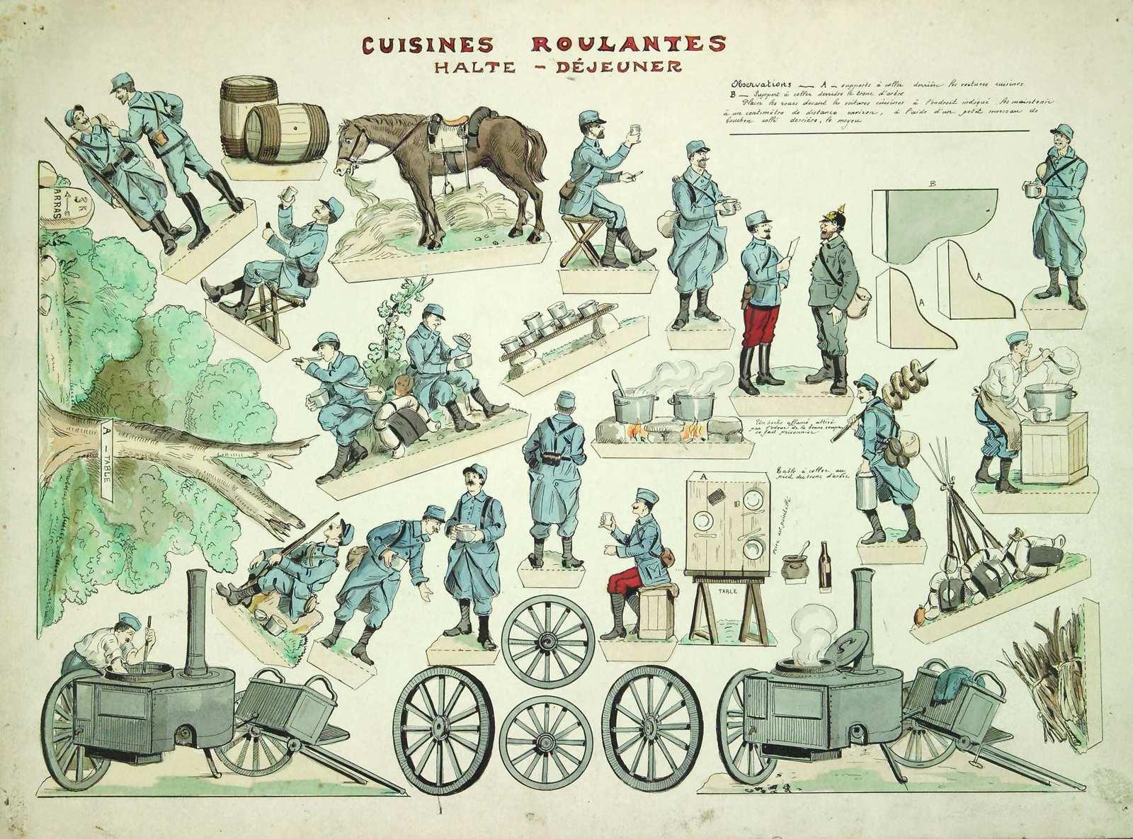 CUISINES ROULANTES : HALTE-DÉJEUNER (titre inscrit), Louis Georges Albert Morinet, 1915 vers