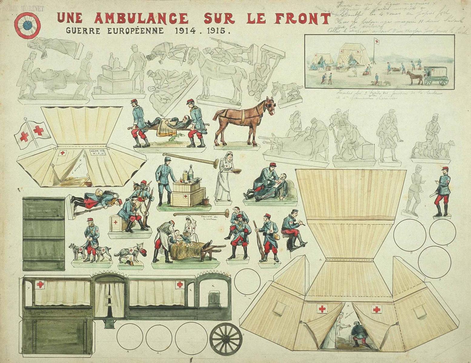 UNE AMBULANCE SUR LE FRONT (titre inscrit), Louis Georges Albert Morinet, 1915 vers