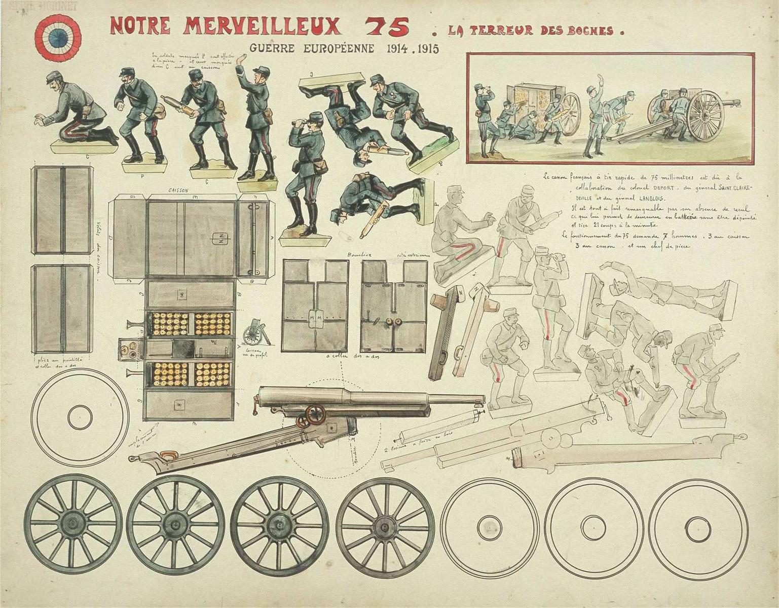 NOTRE MERVEILLEUX 75 LA TERREUR DES BOCHES (titre inscrit), Louis Georges Albert Morinet, 1915 vers