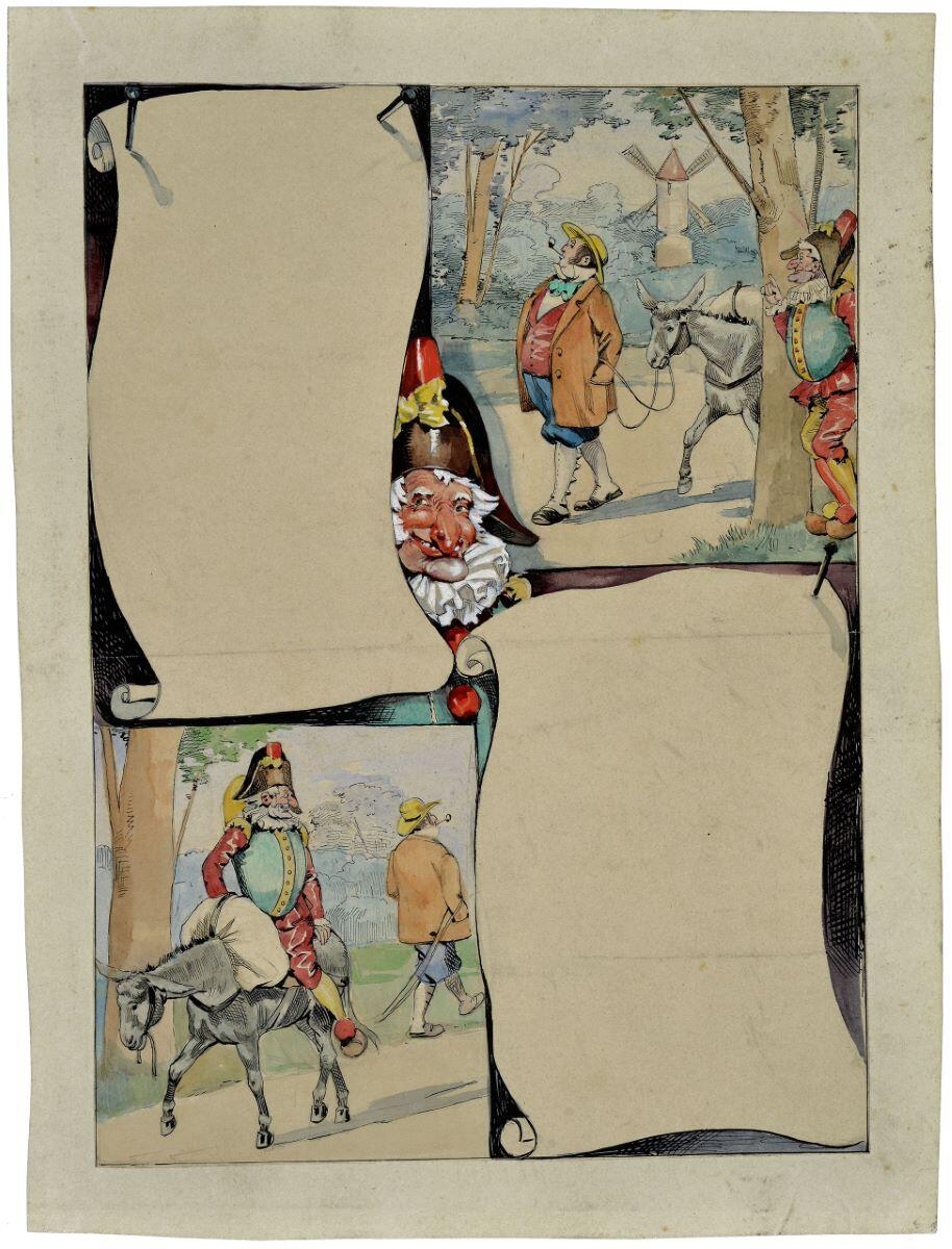 Polichinelle vole un âne (titre inscrit), Adolphe Ernest Gumery, 4e quart 19e siècle, 1er quart 20e siècle