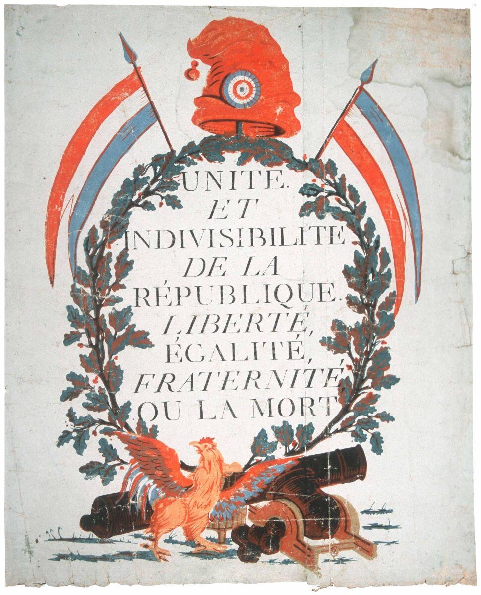 UNITE. / ET / INDIVISIBILITE / DE LA  / RÉPUBLIQUE. / LIBERTÉ, / ÉGALITÉ, / FRATERNITÉ / OU LA MORT (titre inscrit)_0
