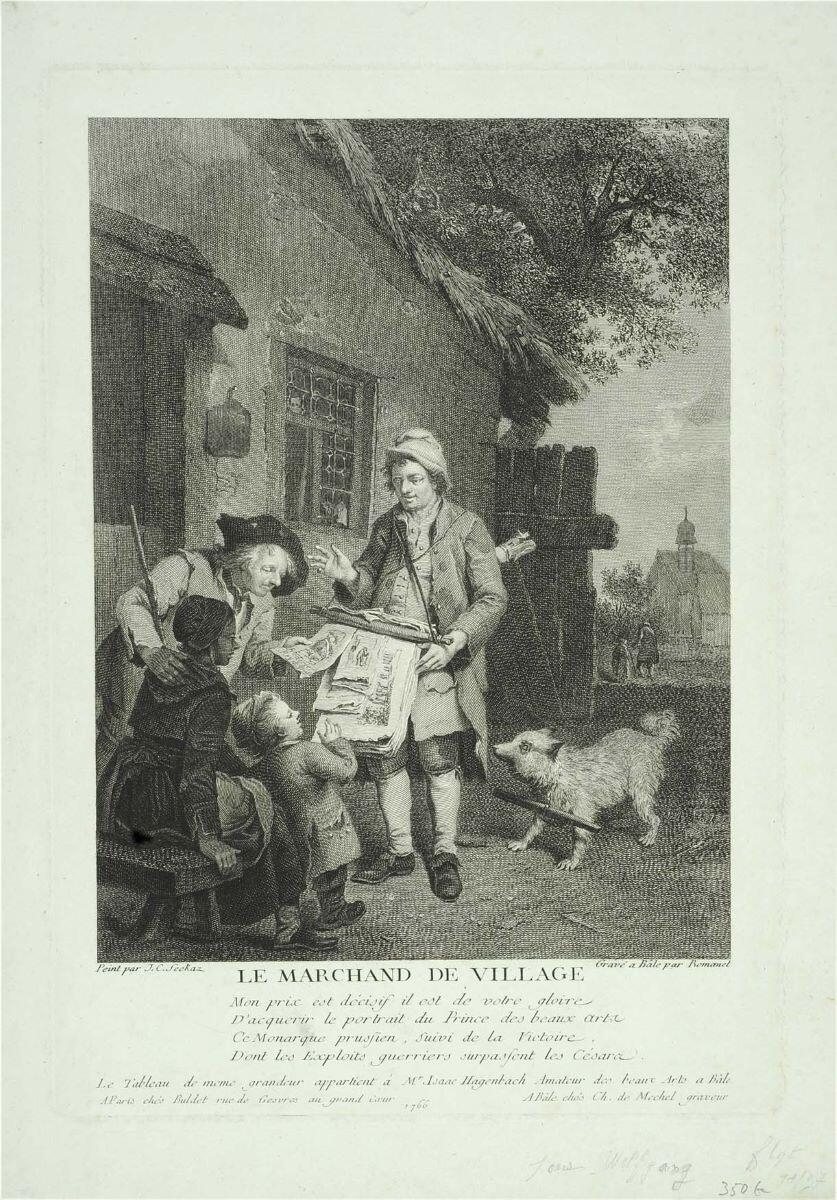 LE MARCHAND DE VILLAGE (titre inscrit), Johann Conrad Seekatz, 1766 de
