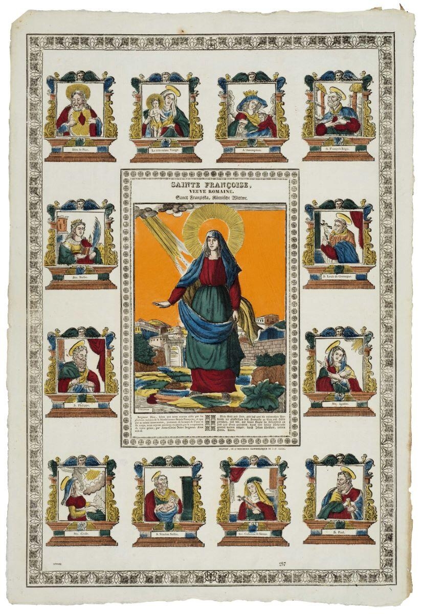 SAINTE FRANÇOISE, / VEUVE ROMAINE. (titre inscrit, fr., all., gothique)_0