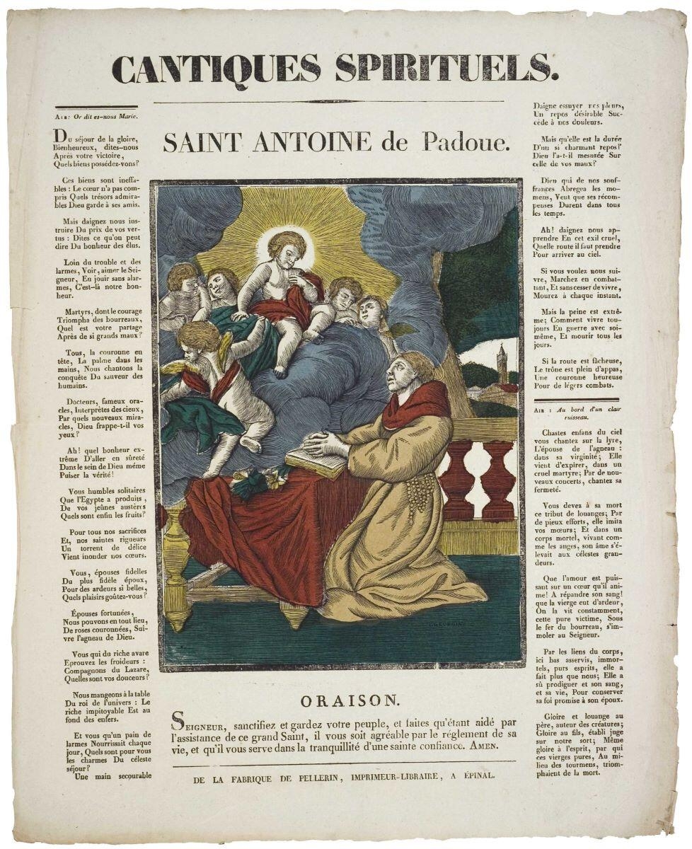 CANTIQUES SPIRITUELS. / SAINT ANTOINE de Padoue. (titre inscrit), François Georgin, 1822 dépôt légal