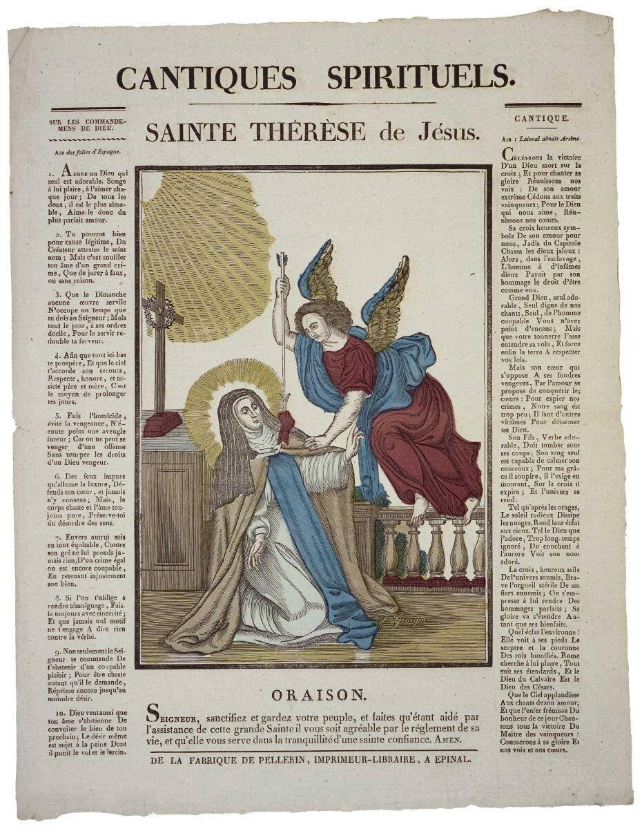 CANTIQUES SPIRITUELS. / SAINTE THERESE de Jésus. (titre inscrit), François Georgin, 1822 dépôt légal