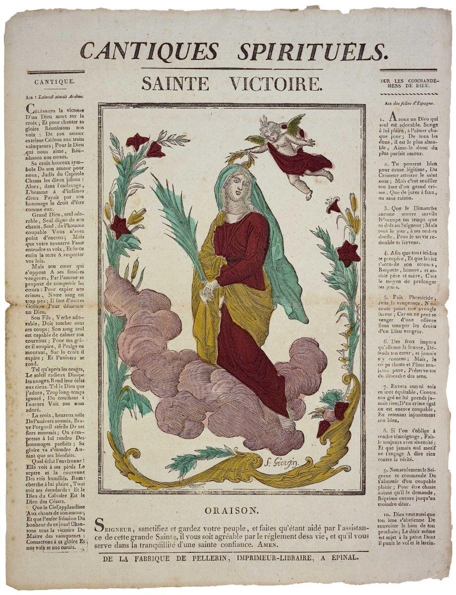 CANTIQUES SPIRITUELS. / SAINTE VICTOIRE. (titre inscrit), François Georgin, 1822 dépôt légal