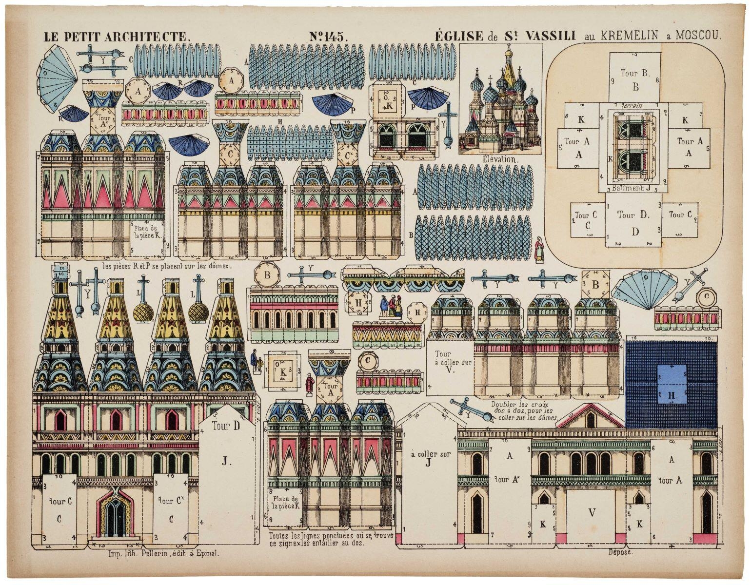 LE PETIT ARCHITECTE. N°. 145. ÉGLISE de St. VASSILI au KREMELIN a MOSCOU. (titre inscrit)_0