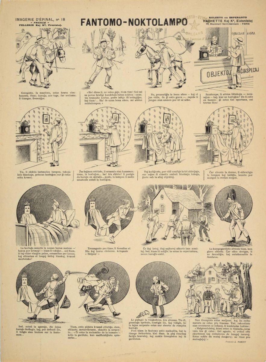 FANTOMO-NOKTOLAMP (titre inscrit, espéranto.) ; LA VEILLEUSE FANTÔME (titre traduit), Alfred Chauffour, 1905 dépôt légal