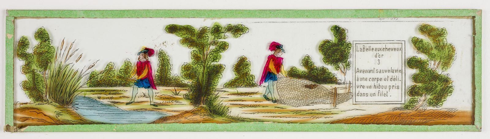 La belle aux cheveux / d'or 3 (titre inscrit) ; plaque de verre n° 3 pour lanterne magique (titre factice)_0