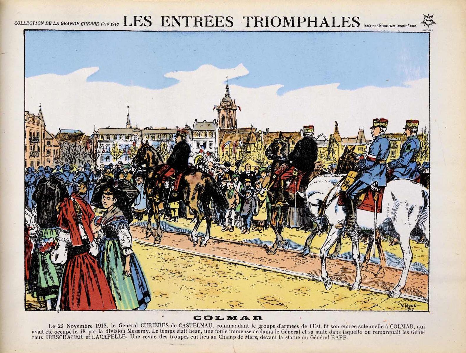 LES ENTRÉES TRIOMPHALES / COLMAR (titre inscrit), Victor Huen, 1919