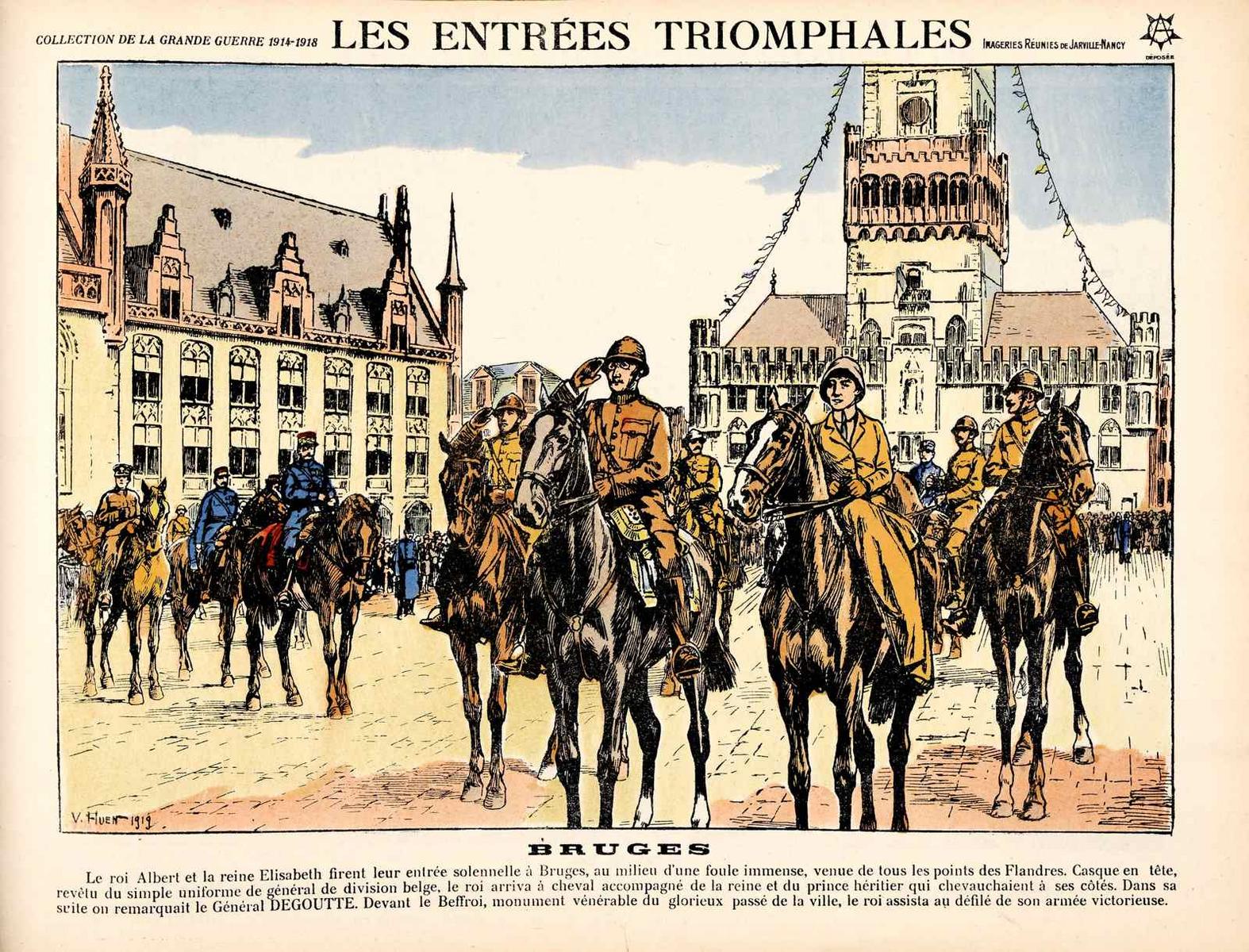 LES ENTRÉES TRIOMPHALES / BRUGES (titre inscrit), Victor Huen, 1919