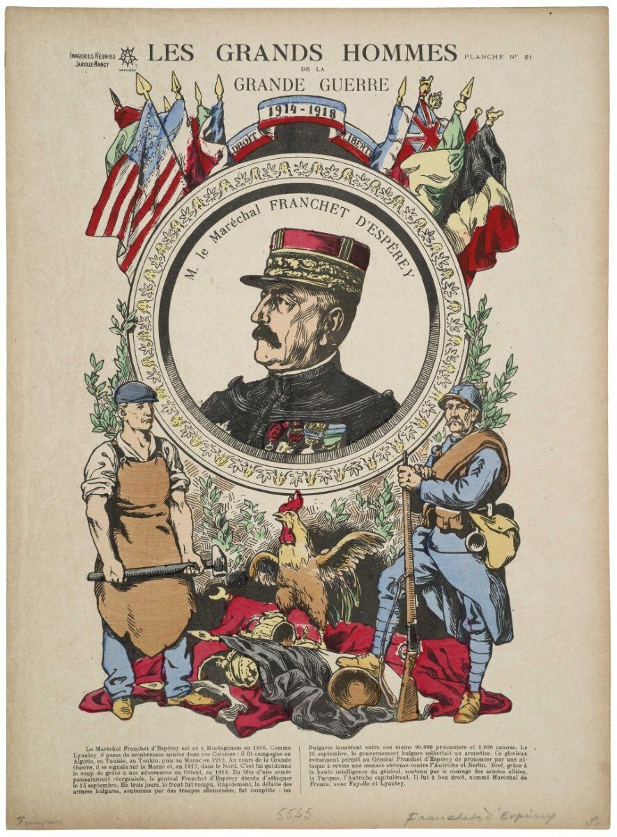 LES GRANDS HOMMES / DE LA / GRANDE GUERRE / M. le Maréchal FRANCHET D'ESPÉREY (titre inscrit), Victor Huen, 1925 vers