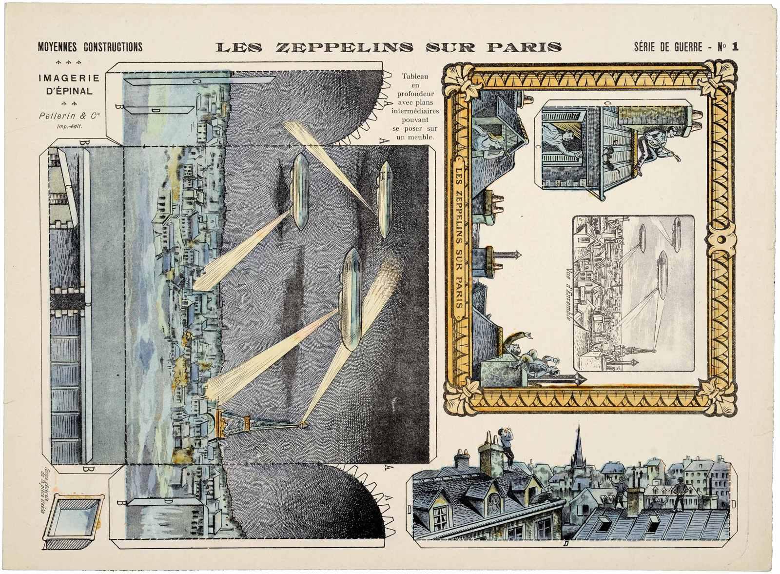 LES ZEPPELINS SUR PARIS (titre inscrit), Louis Georges Albert Morinet, 1915