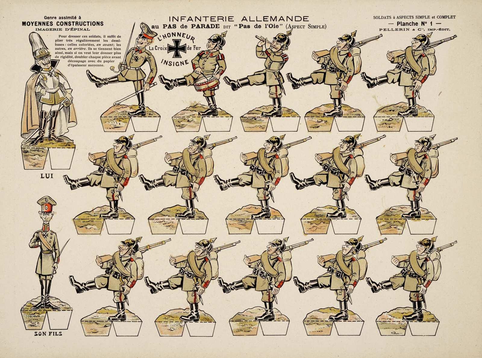 INFANTERIE ALLEMANDE / au PAS de PARADE DIT ' Pas de l'Oie ' (ASPECT SIMPLE) (titre inscrit), Louis Georges Albert Morinet, 1915