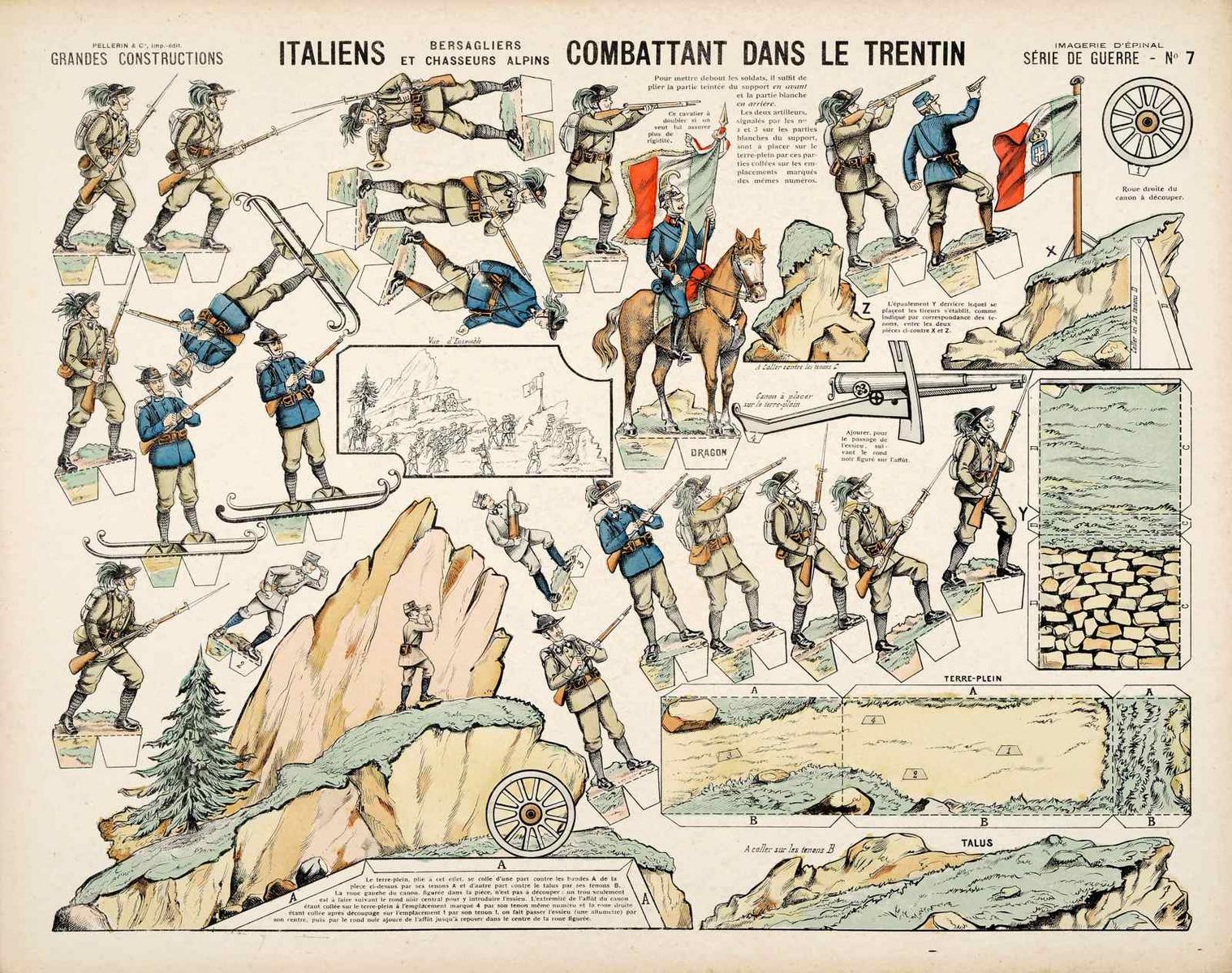 ITALIENS BERSAGLIERS / ET CHASSEURS ALPINS COMBATTANT DANS LE TRENTIN (titre inscrit), Louis Georges Albert Morinet, 1915
