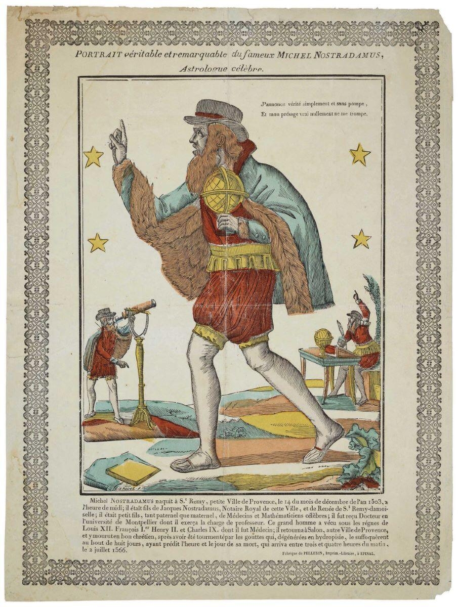 PORTRAIT véritable et remarquable du fameux MICHEL NOSTRADAMUS, / Astrologue célèbre. (titre inscrit)_0
