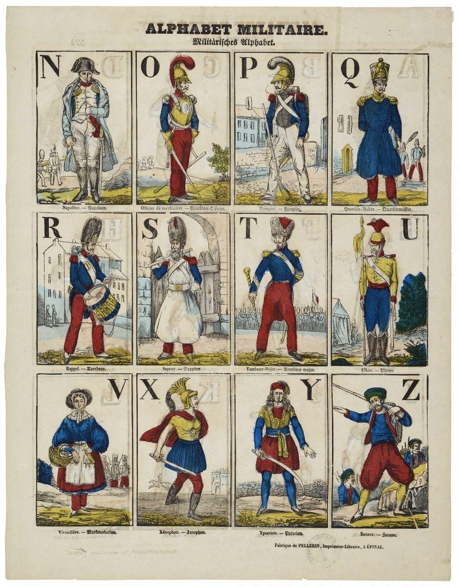 ALPHABET MILITAIRE. 371 (titre inscrit, fr., all.)_0