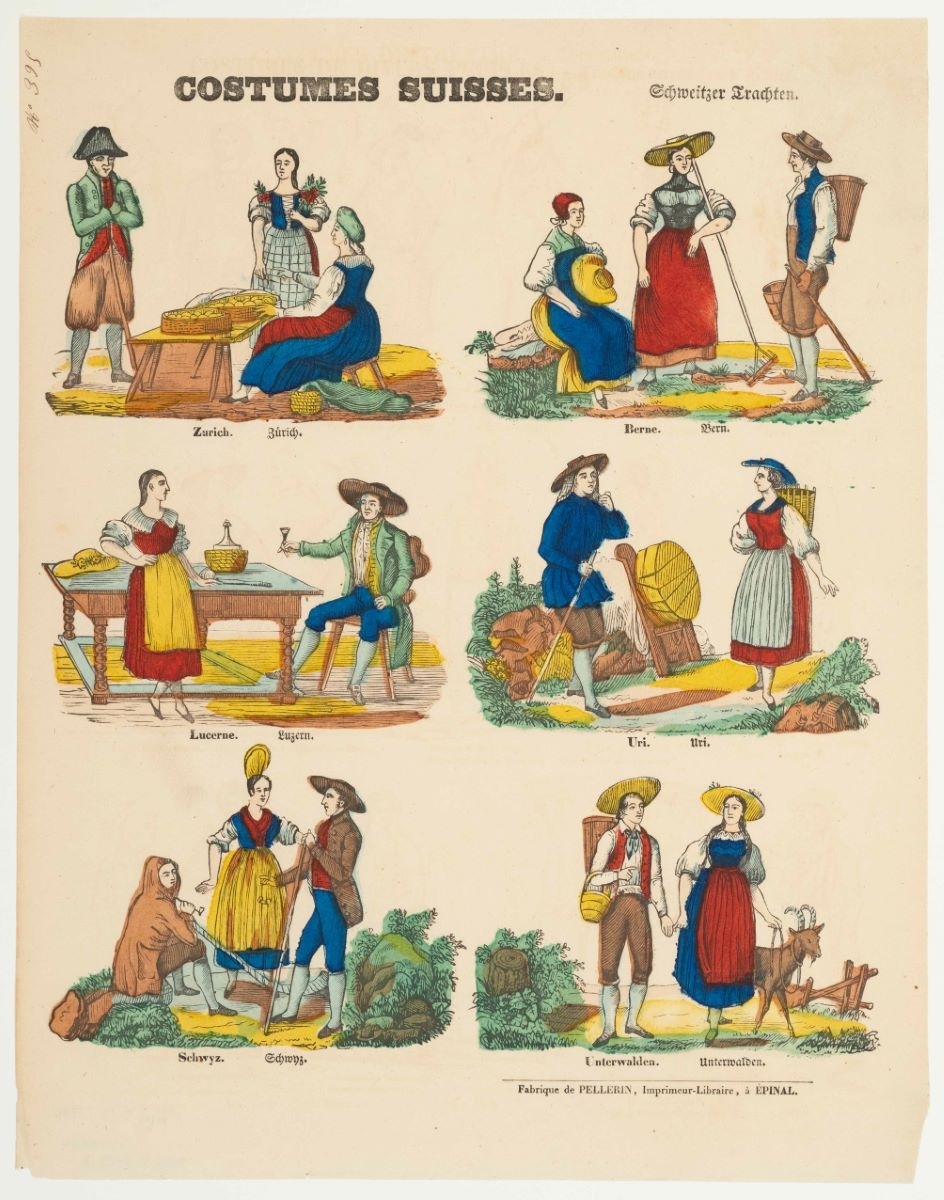 COSTUMES SUISSES. (titre inscrit, fr., all.), Pellerin, 1841 dépôt légal