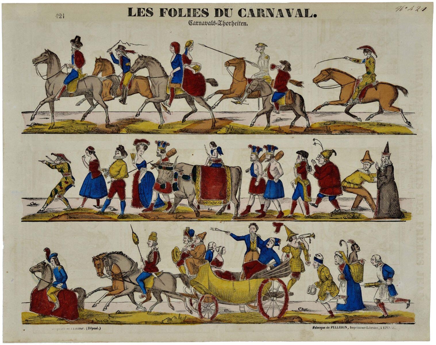 421 LES FOLIES DU CARNAVAL. (titre inscrit, fr., All.), Pellerin, 1843 dépôt légal