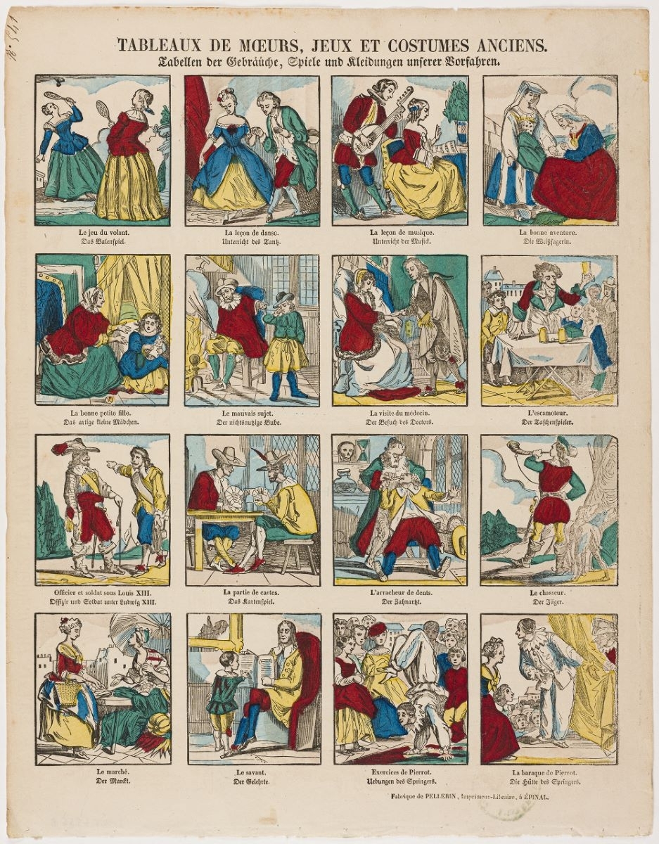 TABLEAUX DE MOEURS, JEUX ET COSTUMES ANCIENS. (titre inscrit, fr., all.), François Georgin, 2e quart 19e siècle, 3e quart 19e siècle