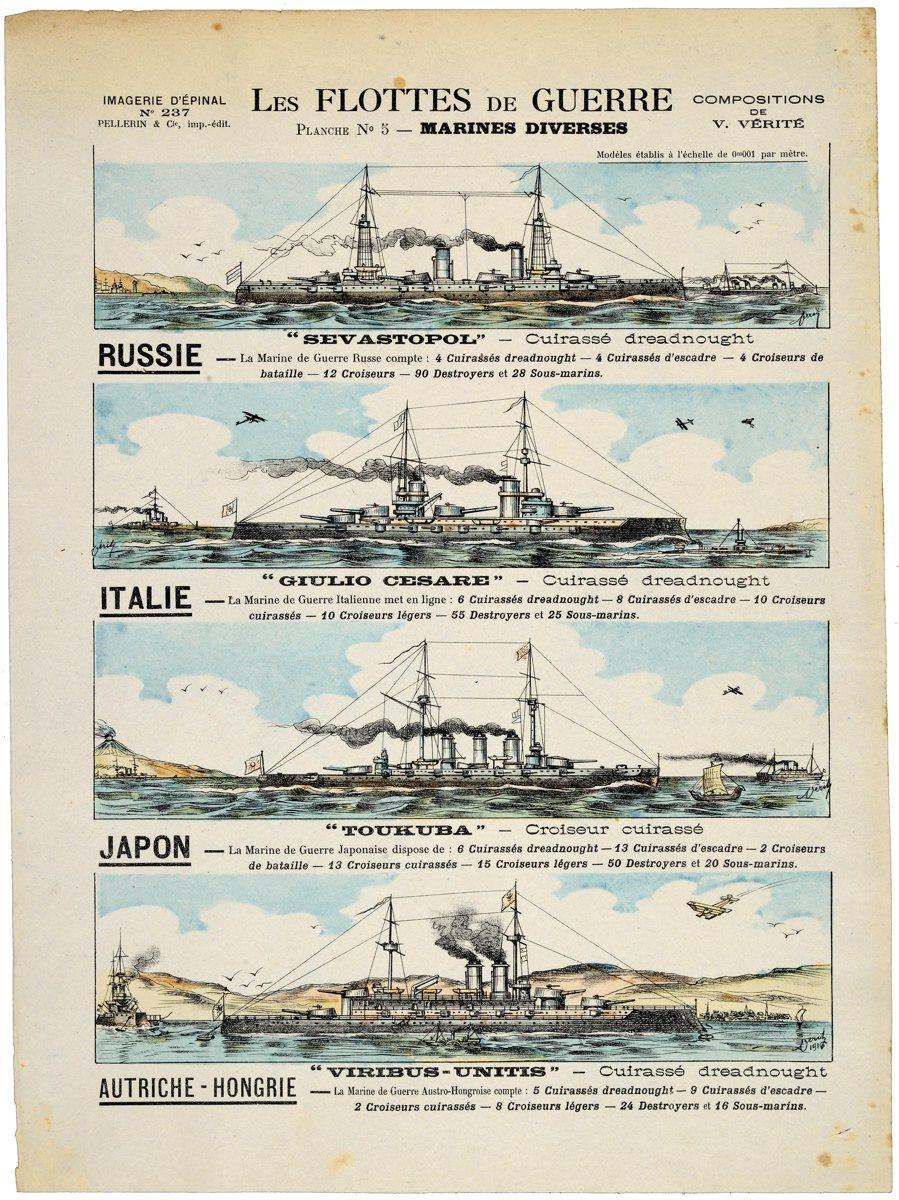LES FLOTTES DE GUERRE / PLANCHE N°5 - MARINES DIVERSES (titre inscrit), Victor Vérité, 1917