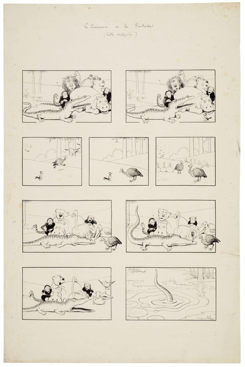 Le Caïman et la Pintade / (Fable Malgache) (titre inscrit), Benjamin Rabier, 1897-1902