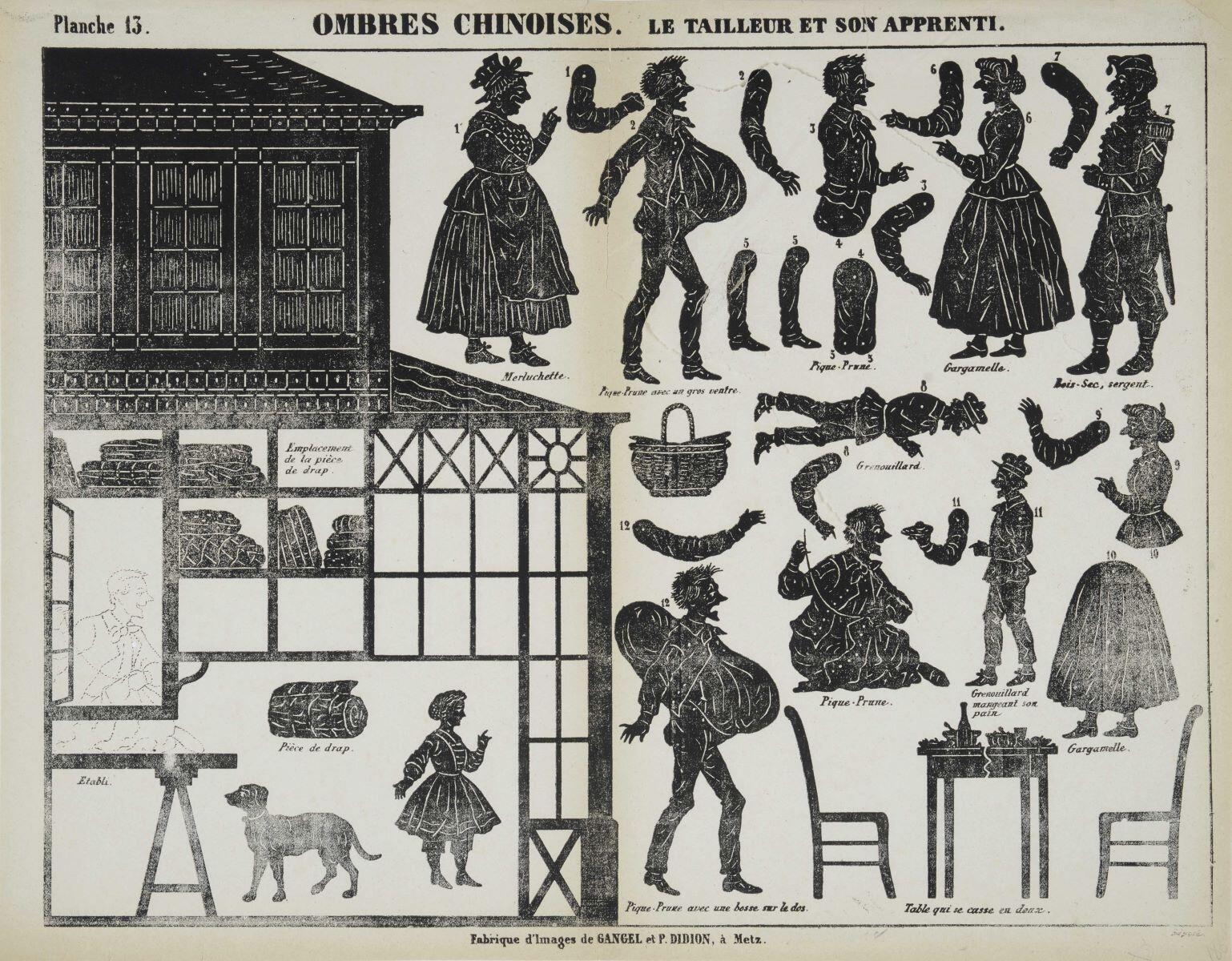 Planche 13. OMBRES CHINOISES. LE TAILLEUR ET SON APPRENTI. (titre inscrit)_0