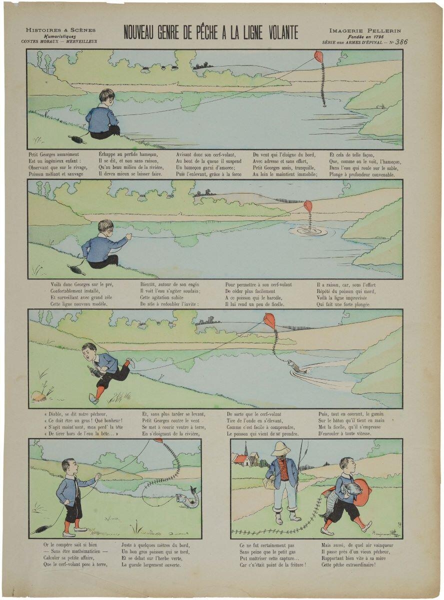 NOUVEAU GENRE DE PÊCHE A LA LIGNE VOLANTE (titre inscrit), Benjamin Rabier, 1921 après