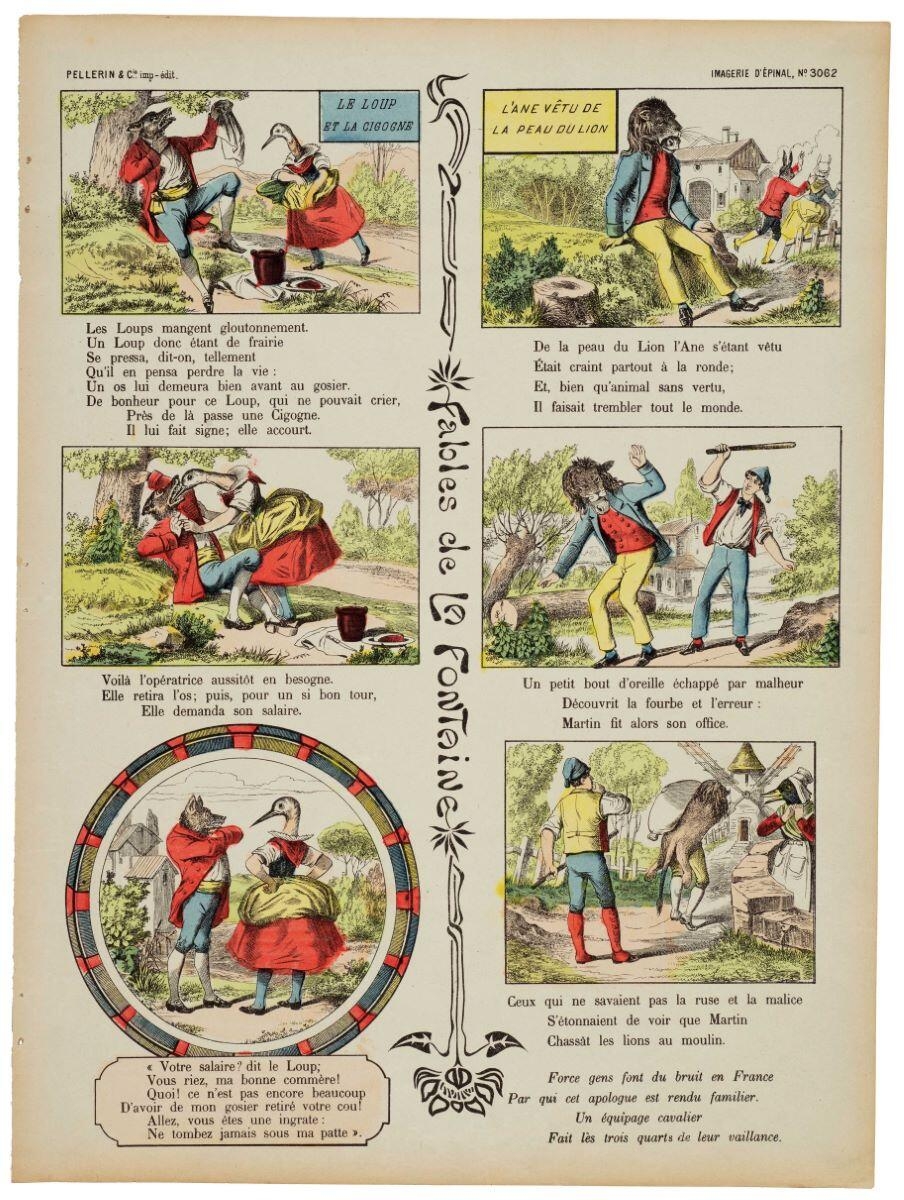 Fables de LA FONTAINE / LE LOUP / ET LA CIGOGNE / L'ANE VÊTU DE / LA PEAU DU LION (titre inscrit)_0