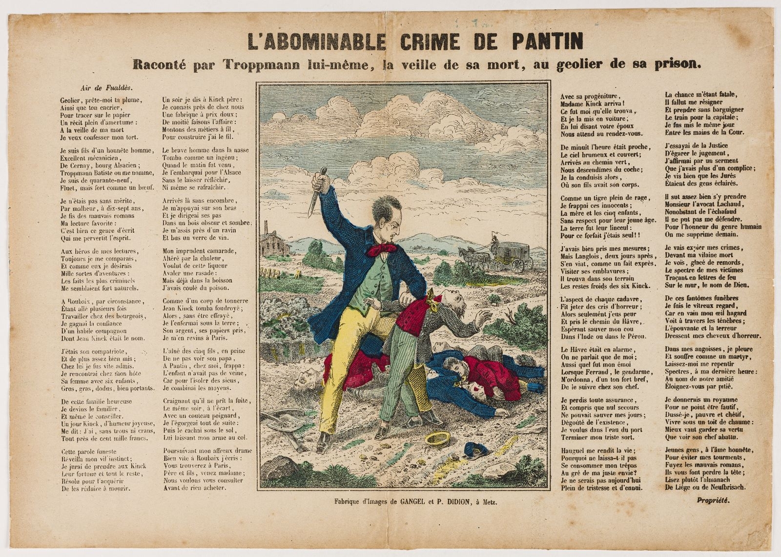 L'ABOMINABLE CRIME DE PANTIN / Raconté par Troppmann lui-même, la veille de sa mort, au geolier de sa prison. (titre inscrit)_0