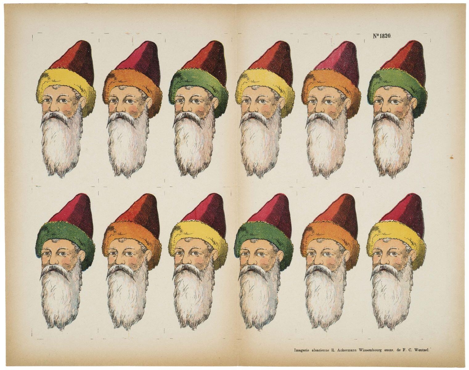 N° 1820. (titre inscrit) ; Image pour pâtisserie. Tête de Père Noël. (titre factice), René Ackermann, 1906-1913