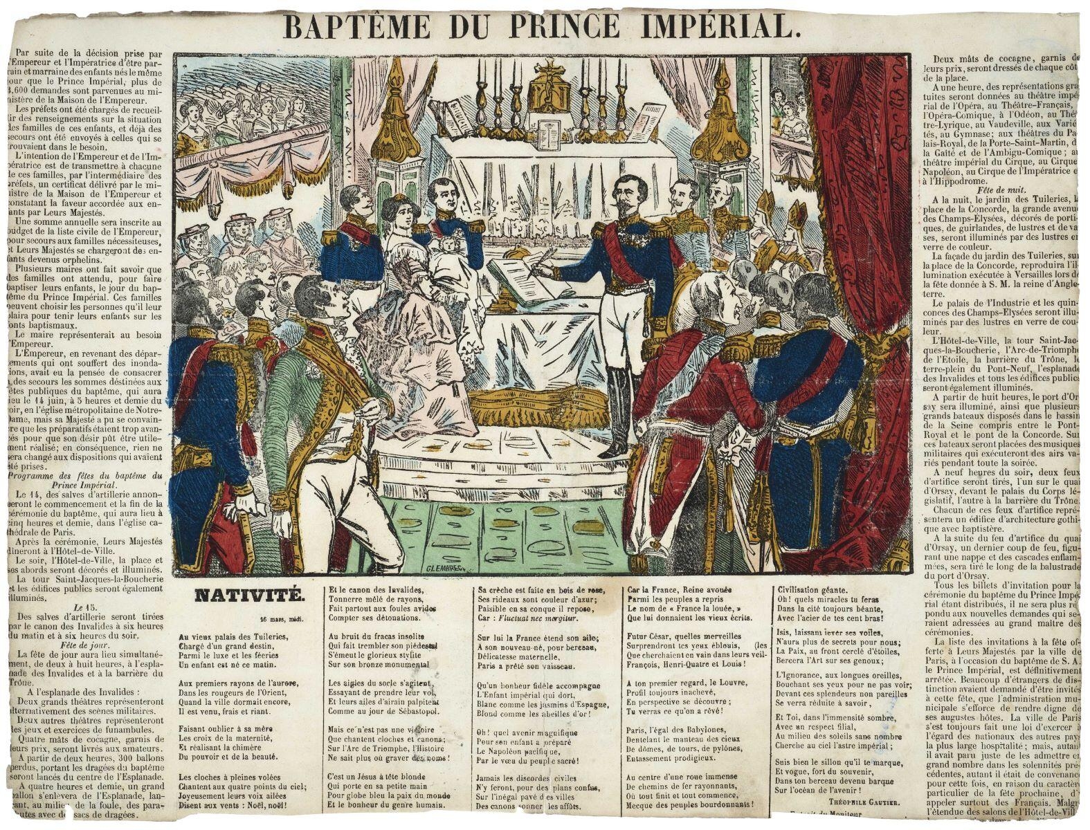 BAPTÊME DU PRINCE IMPÉRIAL. (titre inscrit), Théophile Gautier, 1856 édité en