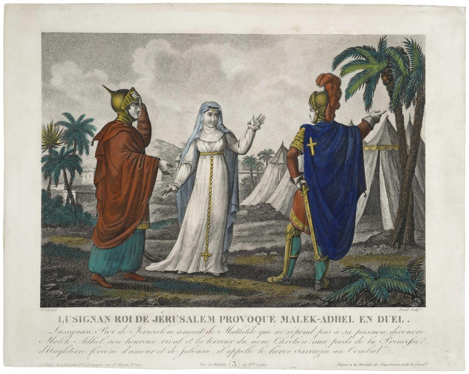 LUSIGNAN ROI DE JÉRUSALEM PROVOQUE MALEK-ADHEL EN DUEL. / 3 (titre inscrit), Claude-Joseph Pomel, 1812-1818