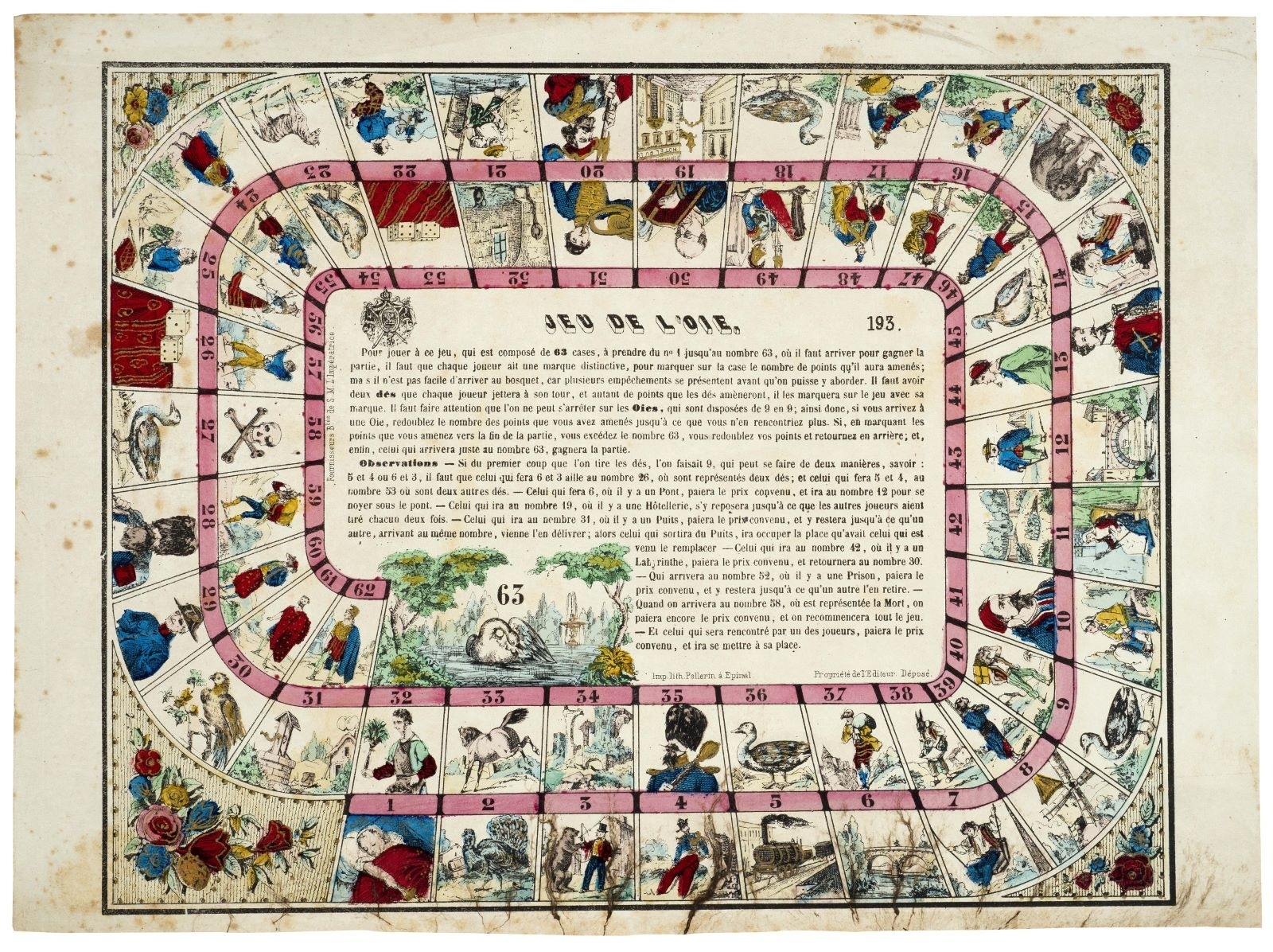JEU DE L'OIE. 193. (titre inscrit), Pellerin, 1866-1870