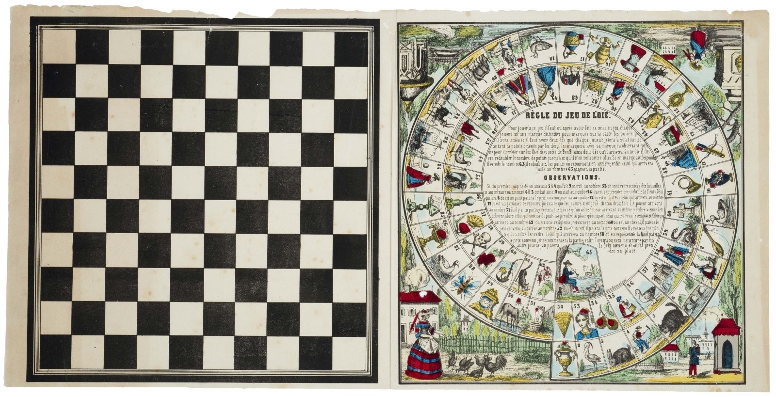 jeu de l'oie avec damier (titre factice), Pellerin, 1857 dépôt légal