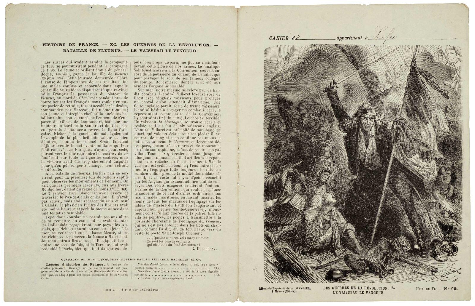 HIST. DE FR. - N° 90. / LES GUERRES DE LA RÉVOLUTION. / LE VAISSEAU LE VENGEUR. (titre inscrit), Gerlier, 4e quart 19e siècle, 1er quart 20e siècle