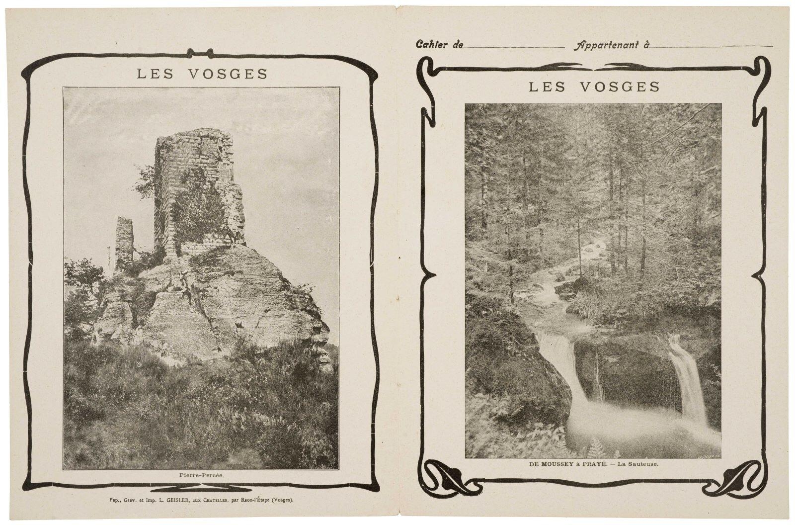 LES VOSGES / DE MOUSSEY à PRAYÉ. - La Sauteuse. / Pierre-Percée. (titre inscrit), Louis Geisler, 1886-1914