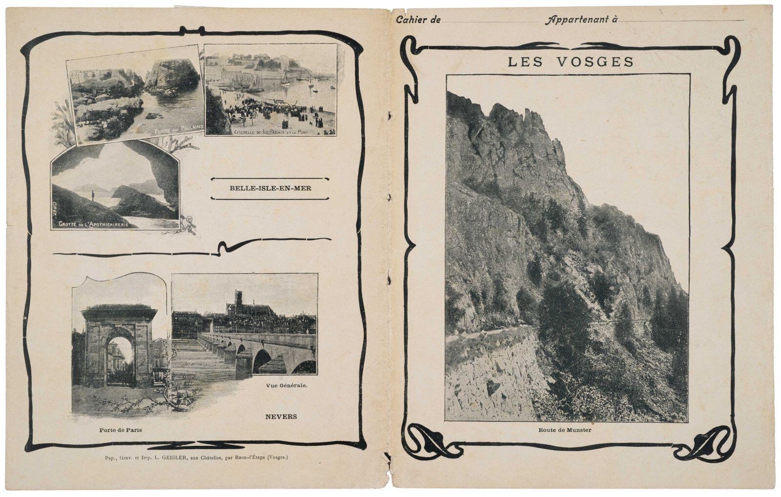 LES VOSGES / Route de Munster / BELLE ISLE-EN-MER / NEVERS (titre inscrit), Louis Geisler, 1886-1914