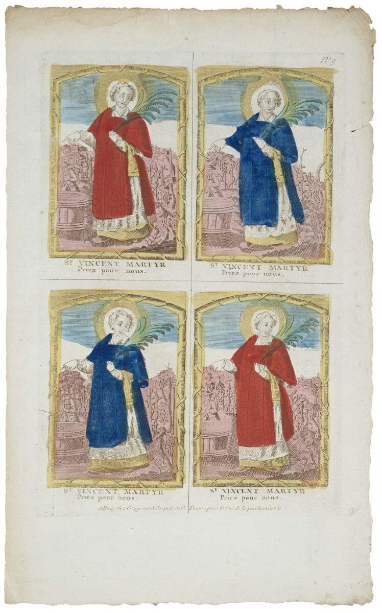 ST. VINCENT MARTYR / Priez pour nous. N°. 9 (titre inscrit), Louis Crépy, 1727-1754