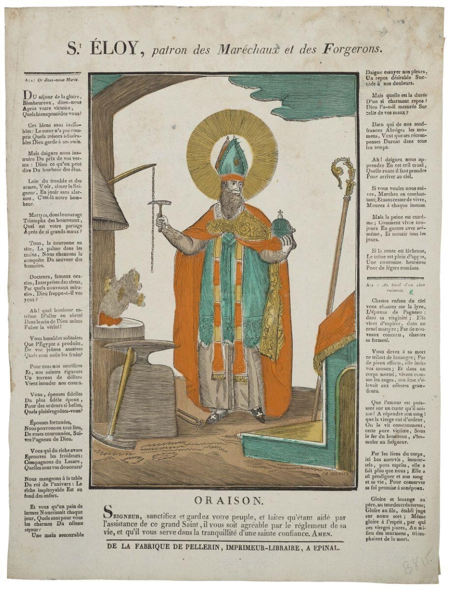 St. ELOY, patron des Maréchaux et des Forgerons. (titre inscrit), François Georgin, 1822 avant