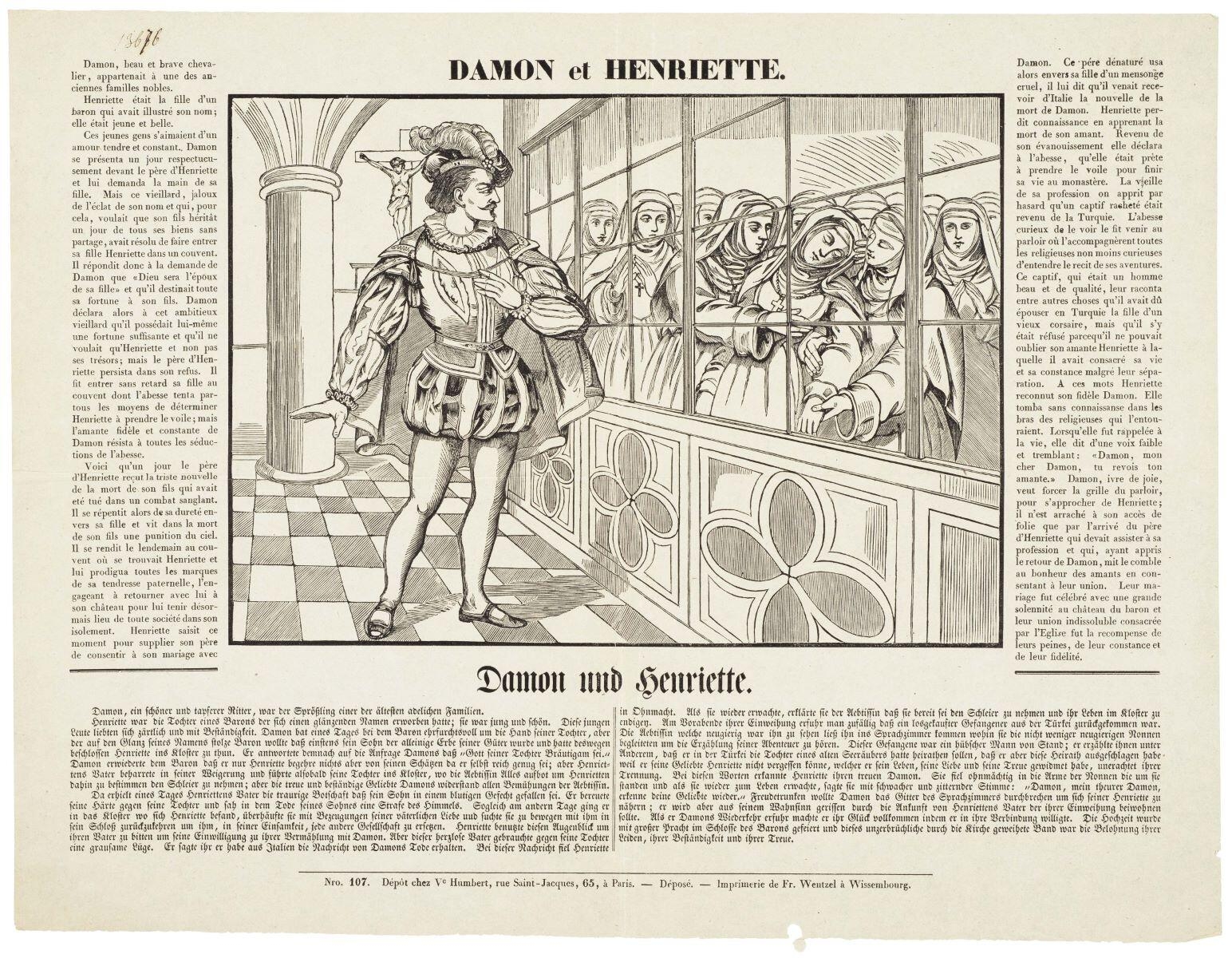 DAMON et HENRIETTE. Nro. 107. (titre inscrit fr., all.), Jean Frédéric Wentzel, 1859-1869
