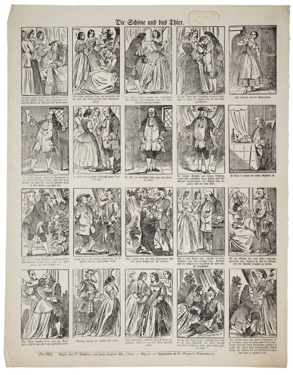 Die Schöne und das Thier. (Nro 213) (titre inscrit all.) ; La Belle et la Bête (titre factice), Jean Frédéric Wentzel, 1859-1869
