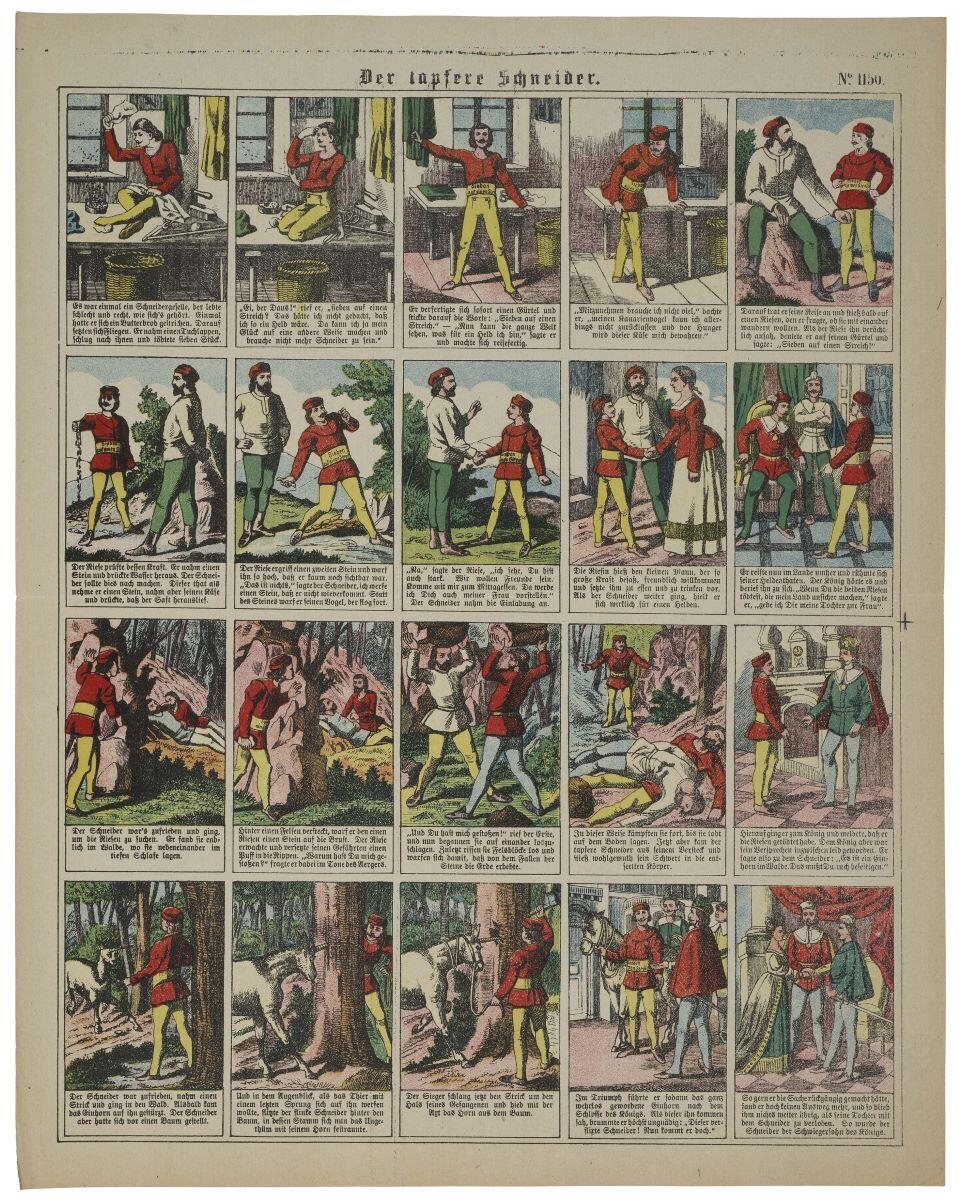 Der tapfere Schneider. N°= 1150. (titre inscrit all.) ; le tailleur courageux (titre factice), René Ackermann, 1906-1955