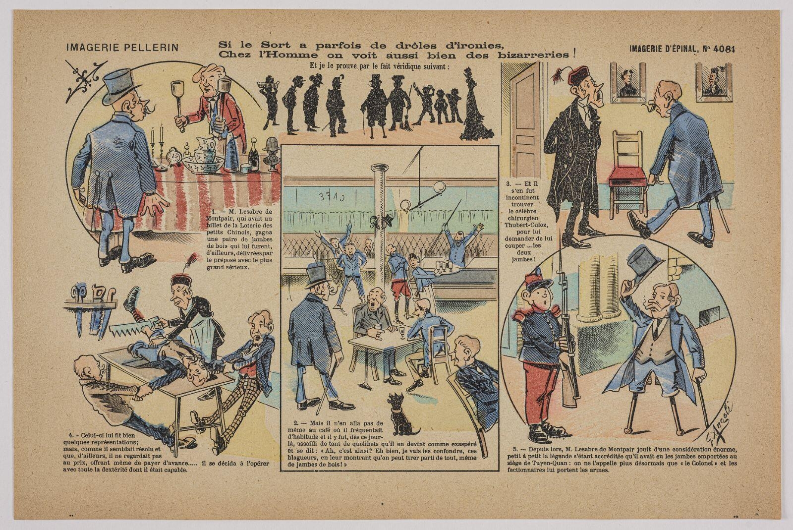 Si le Sort a parfois de drôles d’ironies, / Chez l’Homme on voit aussi bien des bizarreries! (titre inscrit), G. Angeli, 1921