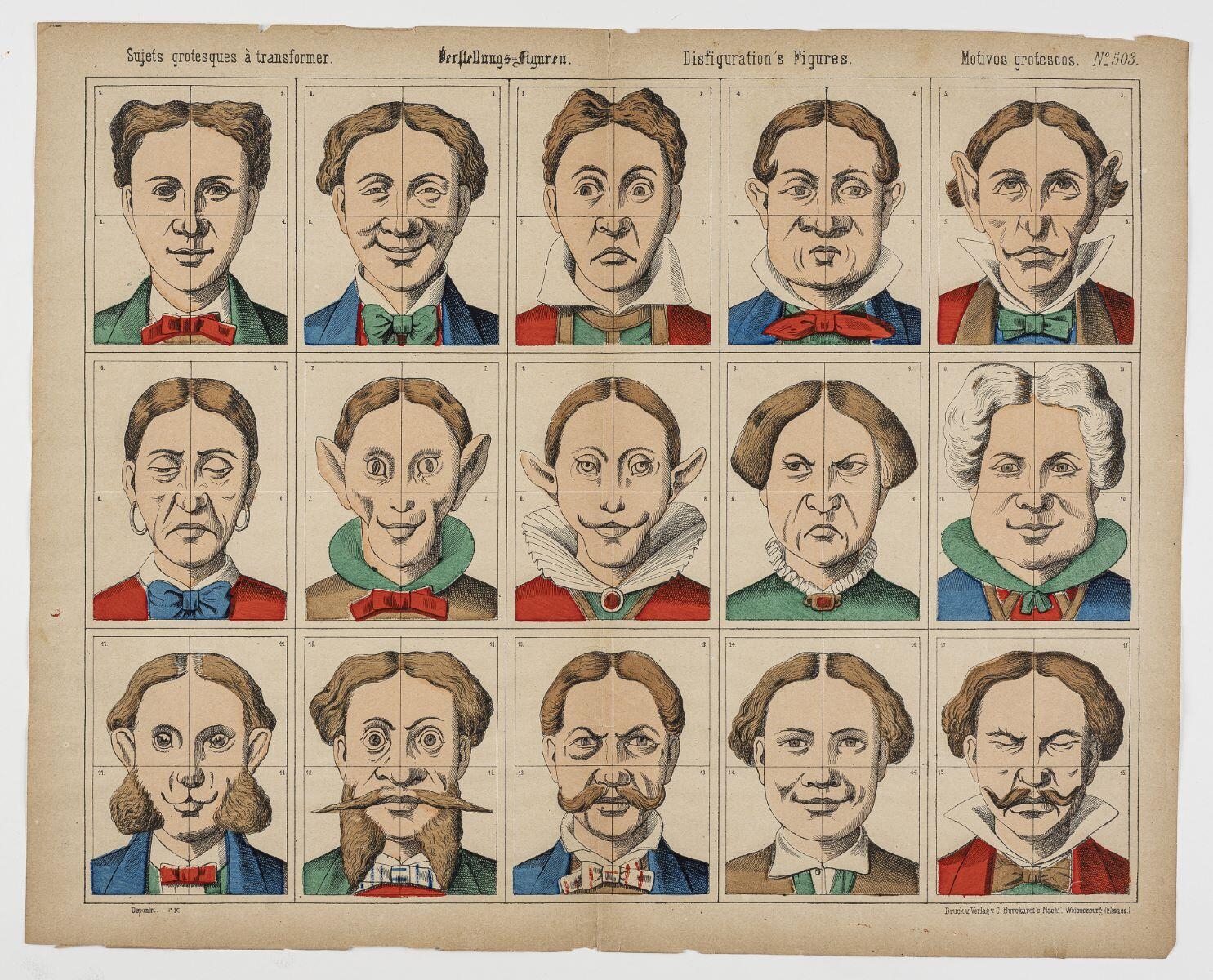 Sujets grotesques à transformer. N°.. 503. (titre inscrit, français, allemand, anglais, espagnol), Charles successeurs Burckardt, 1888-1906