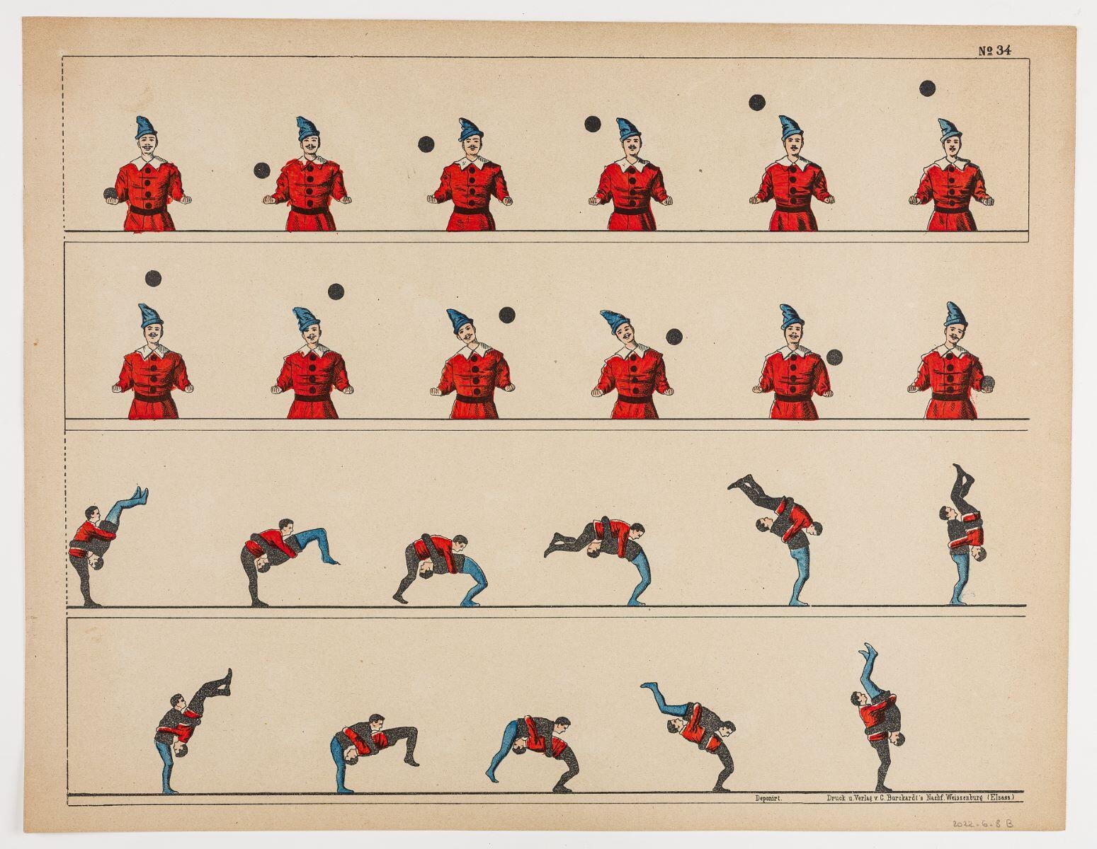 2 scènes animées pour zootrope (titre factice) ; N°. 34 (titre inscrit), Charles successeurs Burckardt, 1888-1906