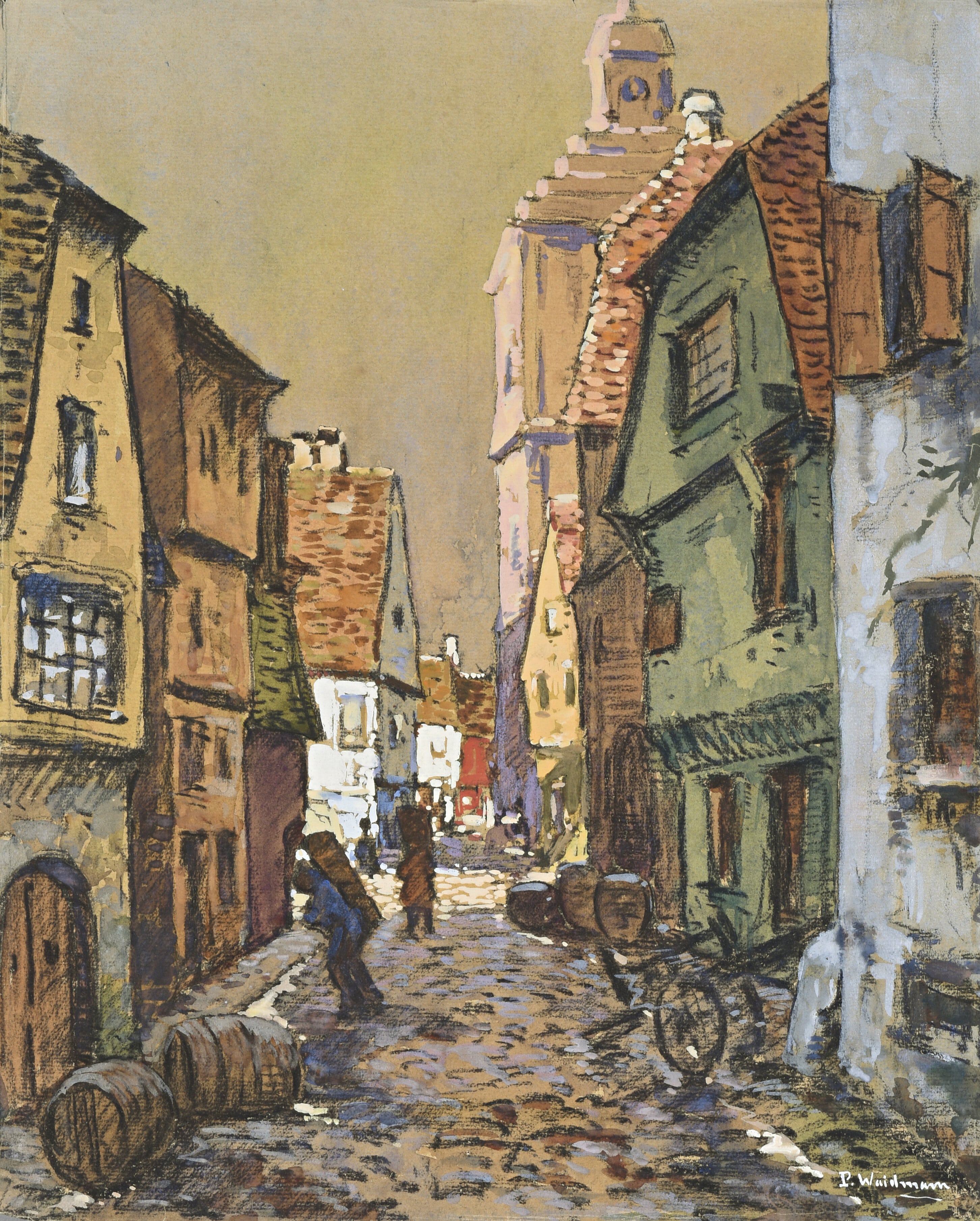 Rue de l'église à Bouxwiller, Pierre Waidmann, 1ère moitié 20e siècle